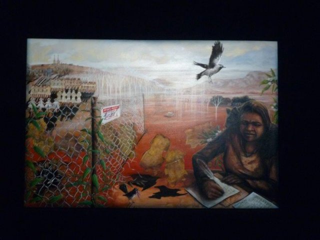 Artwork by Leanne Tobin, Darug Artist, The Native Institute Exhibition 2013, Blacktown